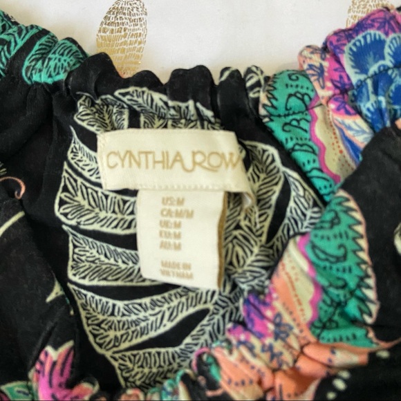 Cynthia Rowley Black And Multicolor Floral Palm Tropical Print Halter Midi Dress - Picture 16 of 16